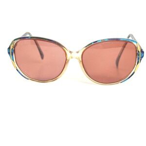 Rainbow Lydia Vintage Oversized Sunglasses Blue Teal Tortoise Gold 56-15-140